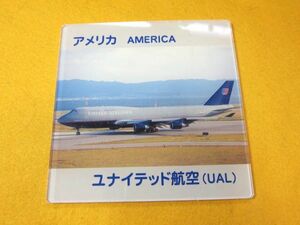 【　ユナイテッド航空　UAL　アメリカ　 アクリルパネル　14㎝×14㎝　】　　　　　関空港案内板展示板