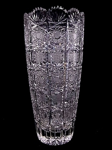 e11503　クリスタルガラス　フラワーベース　花瓶　花器　花入　欠けあり