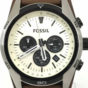 美品 FOSSIL フォッシル COACHMAN コーチマン 腕時計 CH2890 クオーツ ラウンド クロノグラフ レザー コレクション 電池交換済み 動作OK