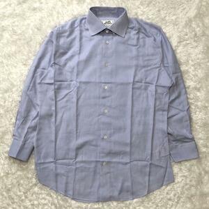 ［未使用］エルメス　HERMES ワイシャツ　長袖シャツ　コットン　セリエボタン　ブルー系　40サイズ　フランス製