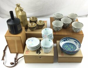 5点 おまとめ 焼き物 陶器 食器 カップ 器 煎茶道具 茶器 鉢 お皿 花入 花器 箱入り セット コレクション インテリア　tE914-C