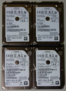 3709 2.5インチ内蔵SATAハードディスク 750GB 日立 HTS547575A9E384 4個まとめて 9.5mm 5400rpm 正常 Mac/Win