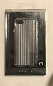 Ｍ08-2: iphoneケース 新品 UNiCASE 送料込　モノクロ　ストライプ　MONOCHROME CASE for iPhoneSE(第2世代)/8/7 (Thin Stripe White)