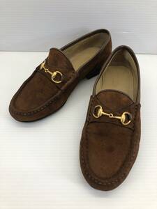 □ グッチ GUCCI ホースビット ローファー 0255 レディース シューズ 35C 22.0㎝ ヌバック ブラウン □