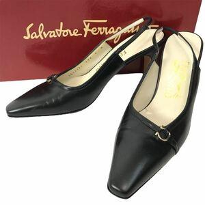 j220 Salvatore Ferragamo サルヴァトーレフェラガモ レザー パンプス 本革 ハイヒール ブラック 黒 ビジネス フォーマル 正規品 5 