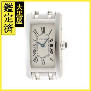 Cartier カルティエ　レディース クオーツ　タンクアメリカンSM W26019L1　ホワイトローマン文字盤 K18WG 2000年並行【472】