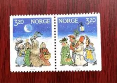 海外切手　未使用　外国切手　ノルウェー　1991年　クリスマス　2種完