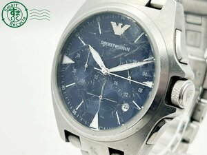 2404604558　◇ EMPORIOARMANI エンポリオアルマーニ AR-11411 クロノグラフ ネイビー文字盤 デイト メンズ QUARTZ QZ 腕時計 中古