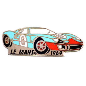 ピンバッジ・フォードGTルマン車レース６番1969年ガルフオイルカラー水色◆フランス限定ピンズ◆レアなヴィンテージものピンバッチ