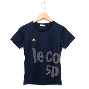 ルコックスポルティフ le coq sportif スポーツウェア カットソー Tシャツ ドライ ロゴ プリント クルーネック 半袖 M 紺 ネイビー