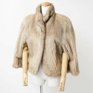 GP6487▲ELEGANCE L fur パステルミンク ファーケープ/ポンチョ ショート丈コート MINK 最高級毛皮 リアルファー ベージュ系