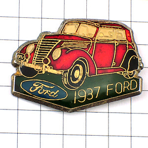 ピンバッジ・フォード赤い車1937年◆フランス限定ピンズ◆レアなヴィンテージものピンバッチ