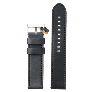 Diloy 腕時計 ベルト 24mm 本革 ロングサイズ オイルレザー バンド 384EL ヴィンテージ ブラック