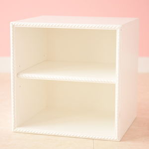 【アウトレット】2段 サイコロ シェルフ WH 輸入家具 収納BOX 完成品 木製 棚板 組み合わせ 小物収納 一人暮らし 可愛い ホワイト