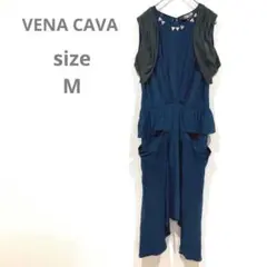 【VENA CAVA】ワンピース　ドレス　ネイビー　ブラック　フリル　シルク　M