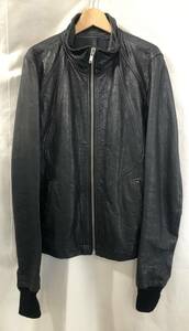 Rick Owens(リックオウエンス）ラムレザー　RU6767/LG　BLACK　シングルライダースジャケット　サイズ S　羊革