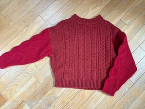 即決1円 MOUSSYマウジー　ウールセーター　赤レッド トップスフリーサイズ　Fレディース長袖セーターぶらん衣類