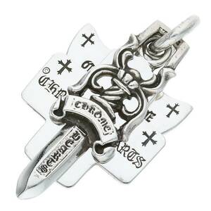 クロムハーツ Chrome Hearts 3TRINKETS/スリートリンケッツペンダント シルバーネックレストップ 中古 SS07