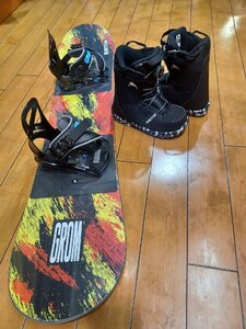 新品未使用 キッズスノボー３点セット BURTON GROM KETCHTP MUSTARD：120cm BURTON GROM BLACK：M BURTON GROM BOA BLACK：21cm