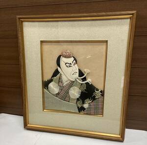 押絵 ♪ 歌舞伎 額入　約44.5×41×3.3cm 日本 伝統 アート