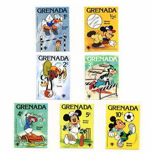 ディズニー　ミッキー　ドナルド　グーフィー　切手7枚セット　スポーツ　発行国Grenada　1979年発行　新品