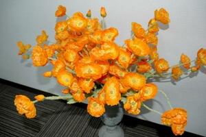 ● ポピー 花4個 X 24本 造花 アート インテリア フラワーアレンジメント アーティシャルフラワー オレンジ 花材 材料 No.24