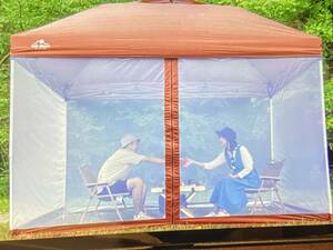 2セットスクリーンテントタープテント用 メッシュ スクリーン シェード 蚊帳 防虫 ネット サイドシート１枚 コーヒー ブラウン2点セット 3m
