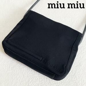 R-901 1円〜 MIU MIU ミュウミュウ ショルダーバッグ ワンショルダー 肩掛けカバン ナイロン 黒 ブラック 白タグ 