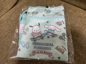 新品★サンリオ　シナモロール　ポチャッコ　当りくじ　サコッシュ　グリーン★一番くじ　当たりくじ　斜め掛けショルダーバッグ　ポーチ