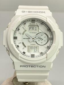 CASIO◆クォーツ腕時計・G-SHOCK/デジアナ/ラバー/WHT/WHT/SS