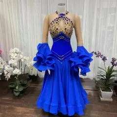 社交ダンス　ドレス　デモ　パーティー　ブルー　Mサイズ