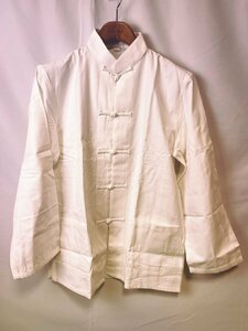 チャイナ服 カンフー シャツ メンズ 男性用 チャイナシャツ 中華風 立ち襟 綿100% 白 L 170 10586