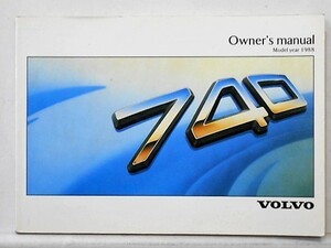 VOLVO 740 OWNERS MANUAL 