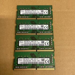 オ14 SKhynix ノートPCメモリ 8GB 1Rx8 PC4-2666V 4枚