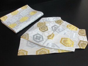 1円 良品 化繊 作り帯 軽装帯 簡易着物 付帯 金糸 銀糸 花亀甲 亀甲 和服 和装 かわいい お洒落 【夢職】★★