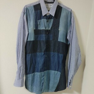 コムデギャルソン　SHIRT デニム　パッチワーク　シャツ　サイズM　美品　21AW 2021AW FH-B008 made in france フランス製　レア　