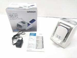 ○オムロン OMRON HEM-1020 スポットアーム 上腕式血圧計 デジタル自動血圧計 アダプター付き 4267 @80 ○