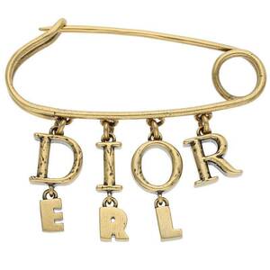 ディオール DIOR イーアールエル ロゴデザインアンティークブローチ 中古 SS13