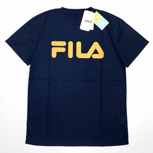 ●送料390円可能商品 フィラ FILA 新品 メンズ 吸水速乾 ドライ UVCUT スポーツ 半袖 Tシャツ 紺 XLサイズ [412354-NV-LL]一 三 参★QWER