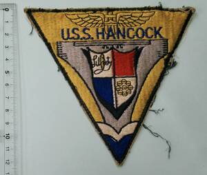 ・実物 50s 60s 米海軍 空母ハンコック パッチ大 U.S.S. HANCOCK CVA-19 フライトジャケット剥がし