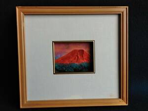 七宝焼 　赤富士 　富士山　七宝焼 　額　ガラス付き額　21.5ｃｍｘ 23.5ｃｍｘ2ｃｍ