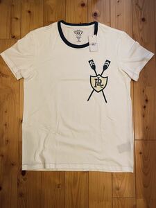 新品　タグ付き　RRL ダブルアールエル　Double RLブランドロゴ　プリント半袖Tシャツ　ヴィンテージ加工　ホワイト　S/S M RALPH LAUREN 