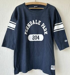 Championチャンピオンビンテージフットボール Tシャツ ランナーズタグサイズ38-40Mカレッジネイビー/free&easylightningWEARHOUSE 50