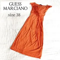 【GUESS】MARCIANO チェーン付タイトワンピース 光沢 ギャザー
