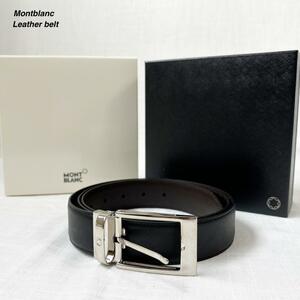 ■1円〜 ＜未使用!!＞■MONTBLANC モンブラン サフィアーノレザー ベルト エレガント お洒落 大きいサイズ 115cm ブラック 黒