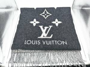 【美品】LOUIS VUITTON ルイヴィトン M71040 カシミヤ100％ モノグラム エシャルプ レイキャビック ブラック ホワイト マフラー 