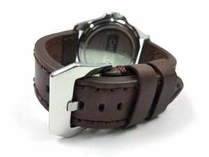 ミリタリー腕時計ベルト ウォッチバンド 本革レザー バネ棒付属 26mm ダークブラウン