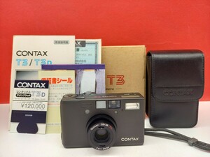 ■ CONTAX T3 D チタンブラック コンパクトフィルムカメラ 動作確認済 シャッター、フラッシュOK ケース ダブルティース 後期 コンタックス