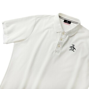 日本製 Munsingwear マンシングウェア 鹿の子 半袖 ポロシャツ メンズ LL サイズ 白 ホワイト ワンポイント 上質 デサント ゴルフウェア
