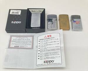 A4080　ZIPPO　ジッポ　スリムタイプ　ギャラ付　箱付　インゴット　USA　アメリカ　collar　GOLD　SILVER　金色　銀色　無地　4個　セット